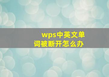 wps中英文单词被断开怎么办