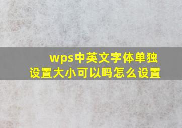 wps中英文字体单独设置大小可以吗怎么设置