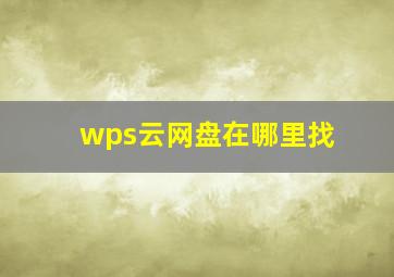 wps云网盘在哪里找