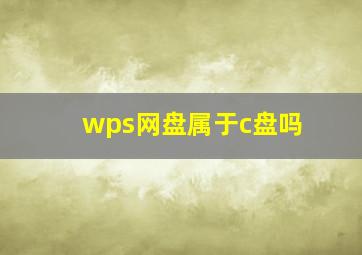 wps网盘属于c盘吗