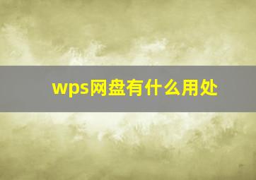 wps网盘有什么用处