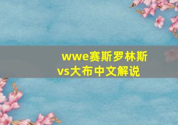 wwe赛斯罗林斯vs大布中文解说