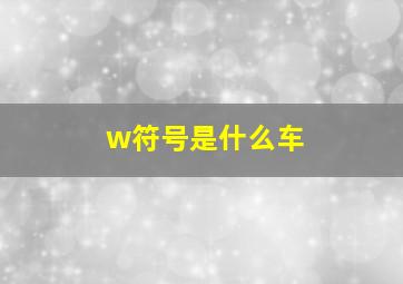 w符号是什么车