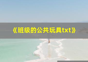 《班级的公共玩具txt》