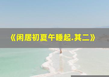 《闲居初夏午睡起.其二》