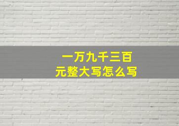 一万九千三百元整大写怎么写