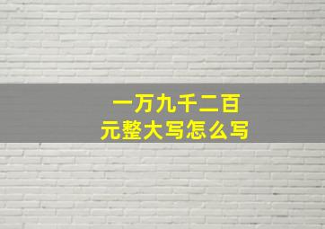 一万九千二百元整大写怎么写