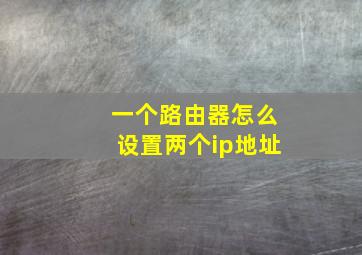 一个路由器怎么设置两个ip地址