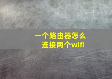 一个路由器怎么连接两个wifi