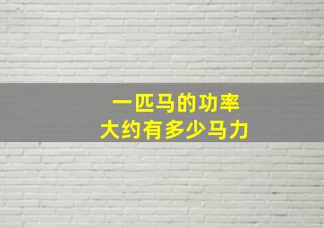 一匹马的功率大约有多少马力