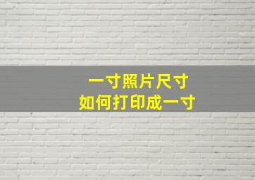 一寸照片尺寸如何打印成一寸