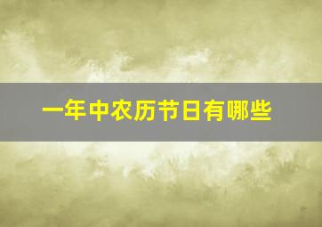 一年中农历节日有哪些