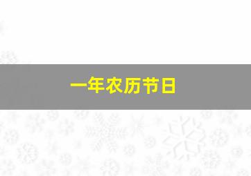 一年农历节日