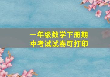 一年级数学下册期中考试试卷可打印