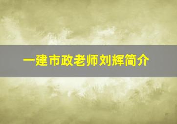 一建市政老师刘辉简介