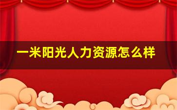 一米阳光人力资源怎么样