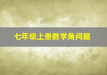 七年级上册数学角问题