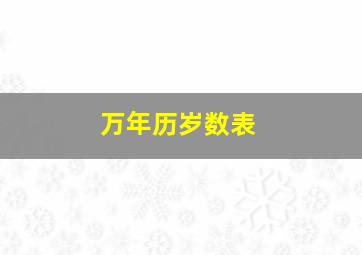 万年历岁数表