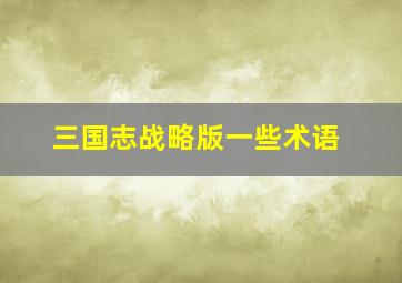 三国志战略版一些术语