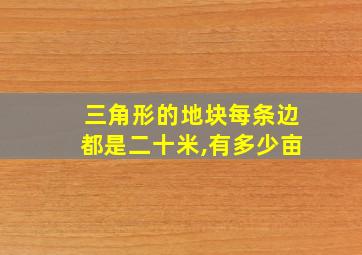 三角形的地块每条边都是二十米,有多少亩