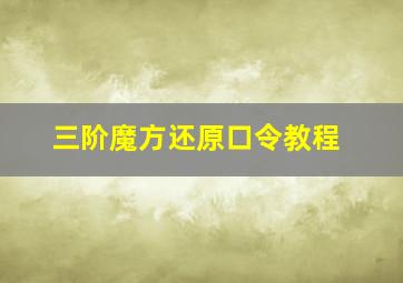 三阶魔方还原口令教程