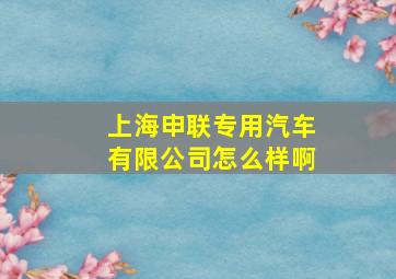 上海申联专用汽车有限公司怎么样啊