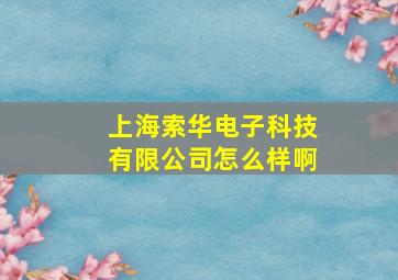 上海索华电子科技有限公司怎么样啊