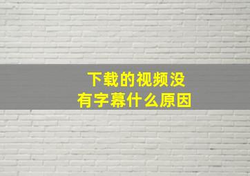 下载的视频没有字幕什么原因