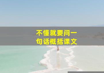 不懂就要问一句话概括课文