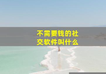 不需要钱的社交软件叫什么