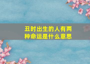 丑时出生的人有两种命运是什么意思