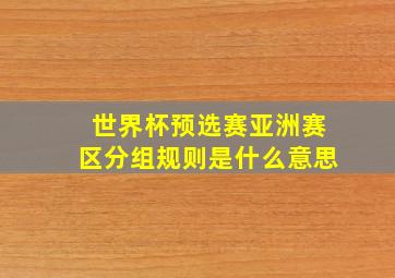 世界杯预选赛亚洲赛区分组规则是什么意思