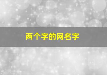 两个字的网名字