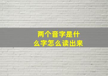 两个音字是什么字怎么读出来