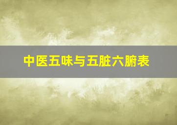 中医五味与五脏六腑表