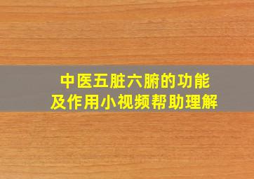 中医五脏六腑的功能及作用小视频帮助理解