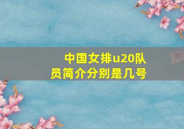 中国女排u20队员简介分别是几号