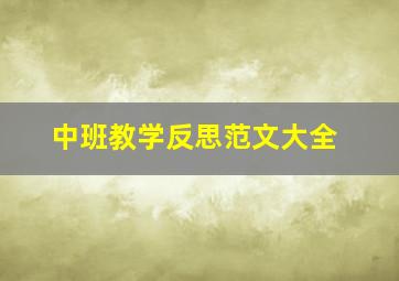 中班教学反思范文大全