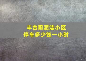 丰台前泥洼小区停车多少钱一小时