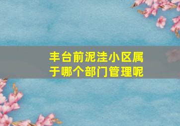 丰台前泥洼小区属于哪个部门管理呢