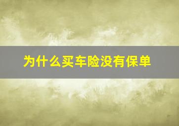 为什么买车险没有保单