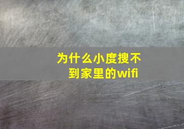 为什么小度搜不到家里的wifi