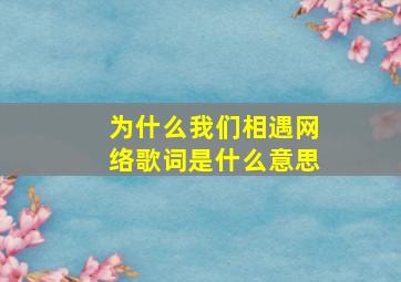 为什么我们相遇网络歌词是什么意思