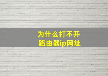 为什么打不开路由器ip网址