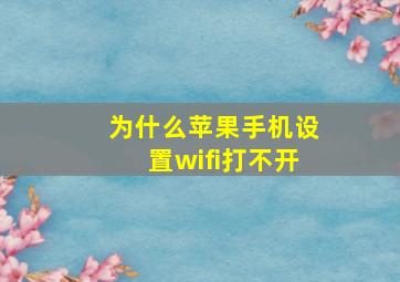 为什么苹果手机设置wifi打不开