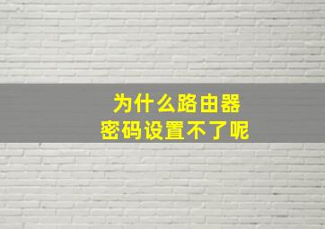 为什么路由器密码设置不了呢