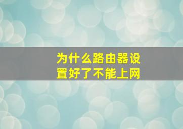 为什么路由器设置好了不能上网