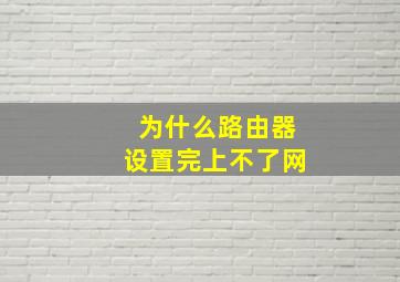 为什么路由器设置完上不了网