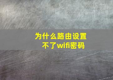 为什么路由设置不了wifi密码