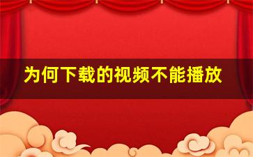 为何下载的视频不能播放